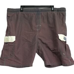 Vintage Gotcha Board Shorts Mens Size L Brown Swim Nylon Lined Beach Summer